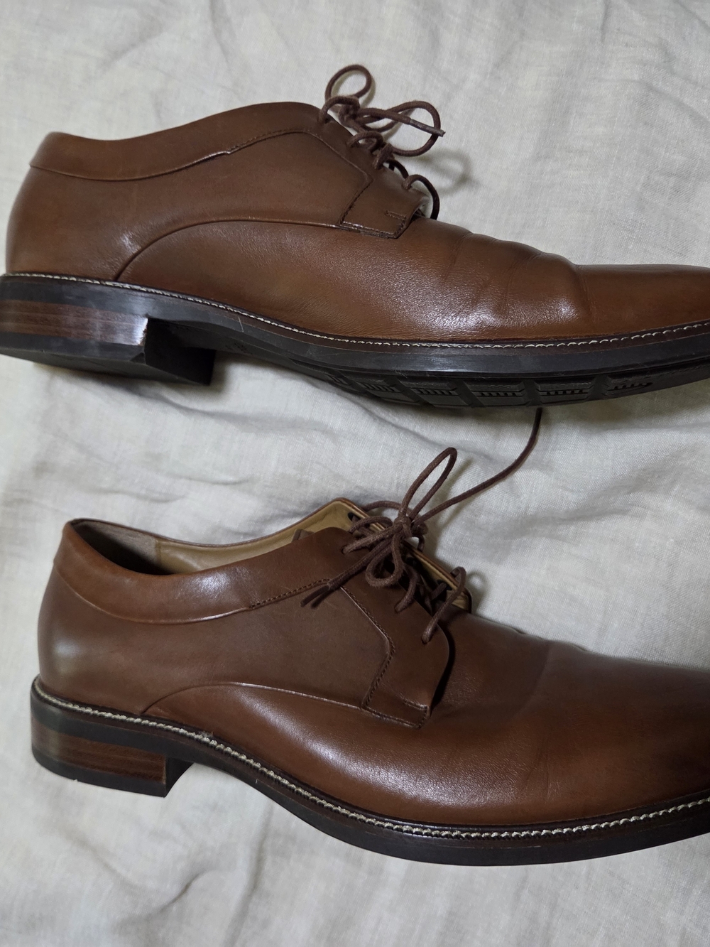 Cole Haan Grand.OS Men's 11.5 M Brown Leather Plain Toe Derby Oxford Dress Shoes